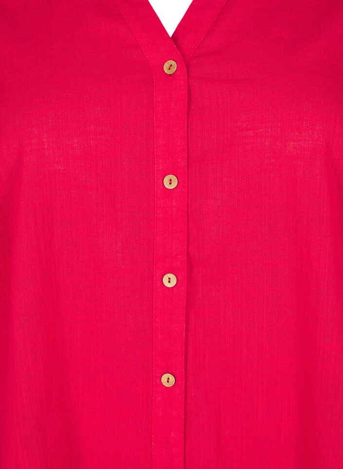 Baumwollbluse mit V-Ausschnitt, Rot, Packshot image number 2