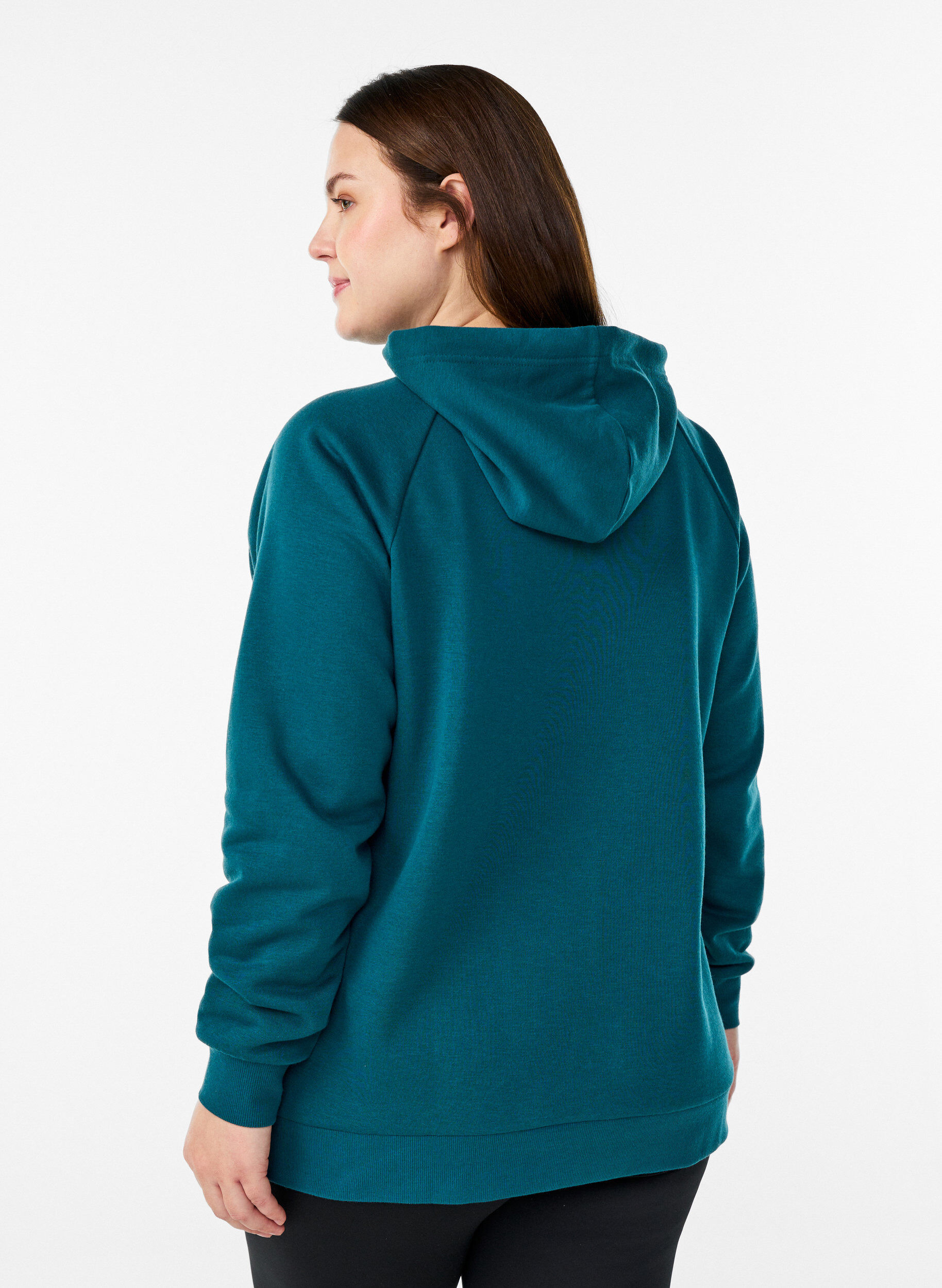 Zizzi Hoodie mit gesticktem Frontmotiv, Gr&uuml;n, Model image number 2