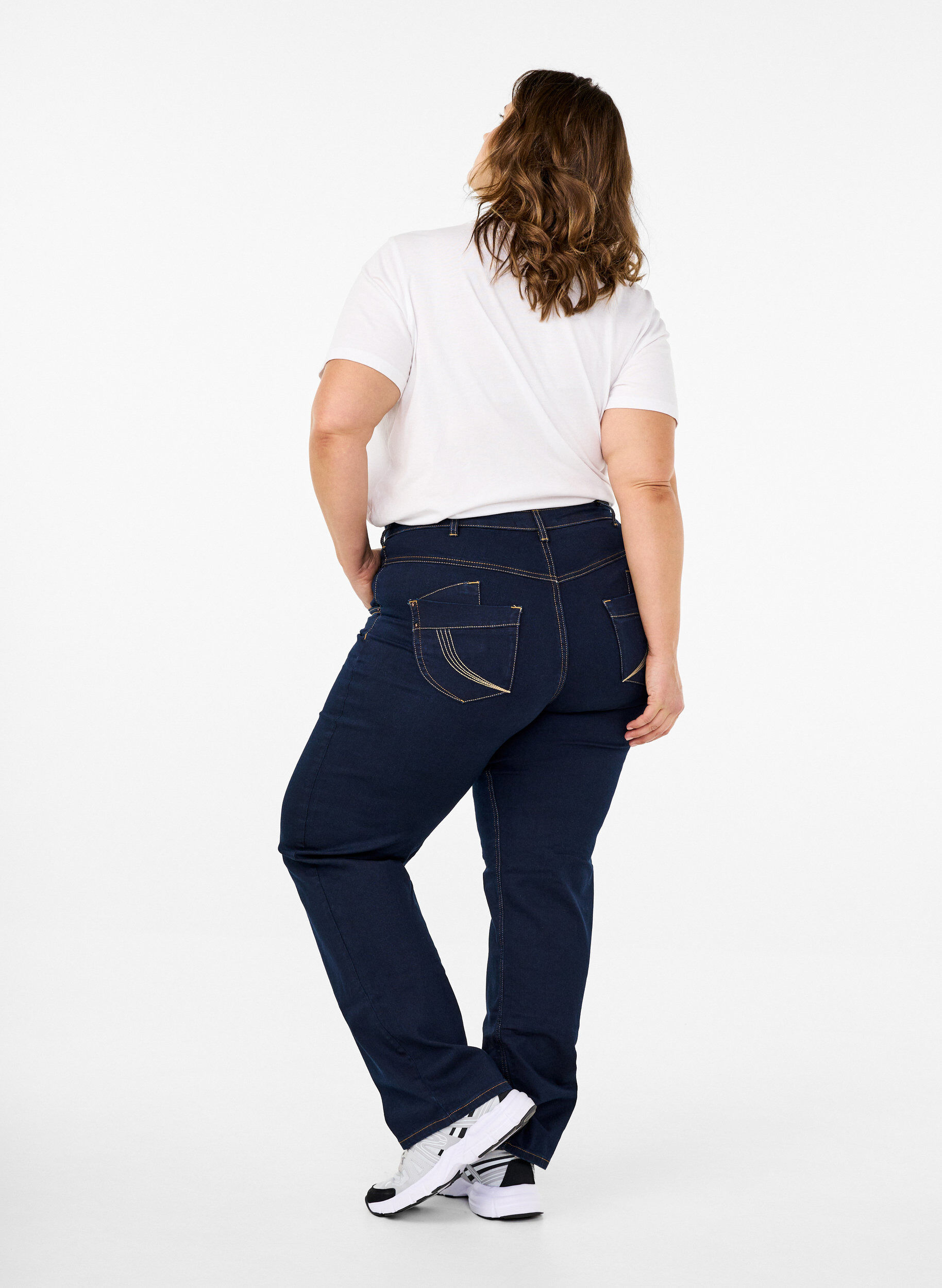 Zizzi Jean Gemma coupe classique taille haute, Bleu, Model image number 2
