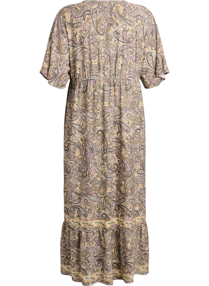 Robe longue en viscose &agrave; imprim&eacute; cachemire, Jaune, Packshot image number 1