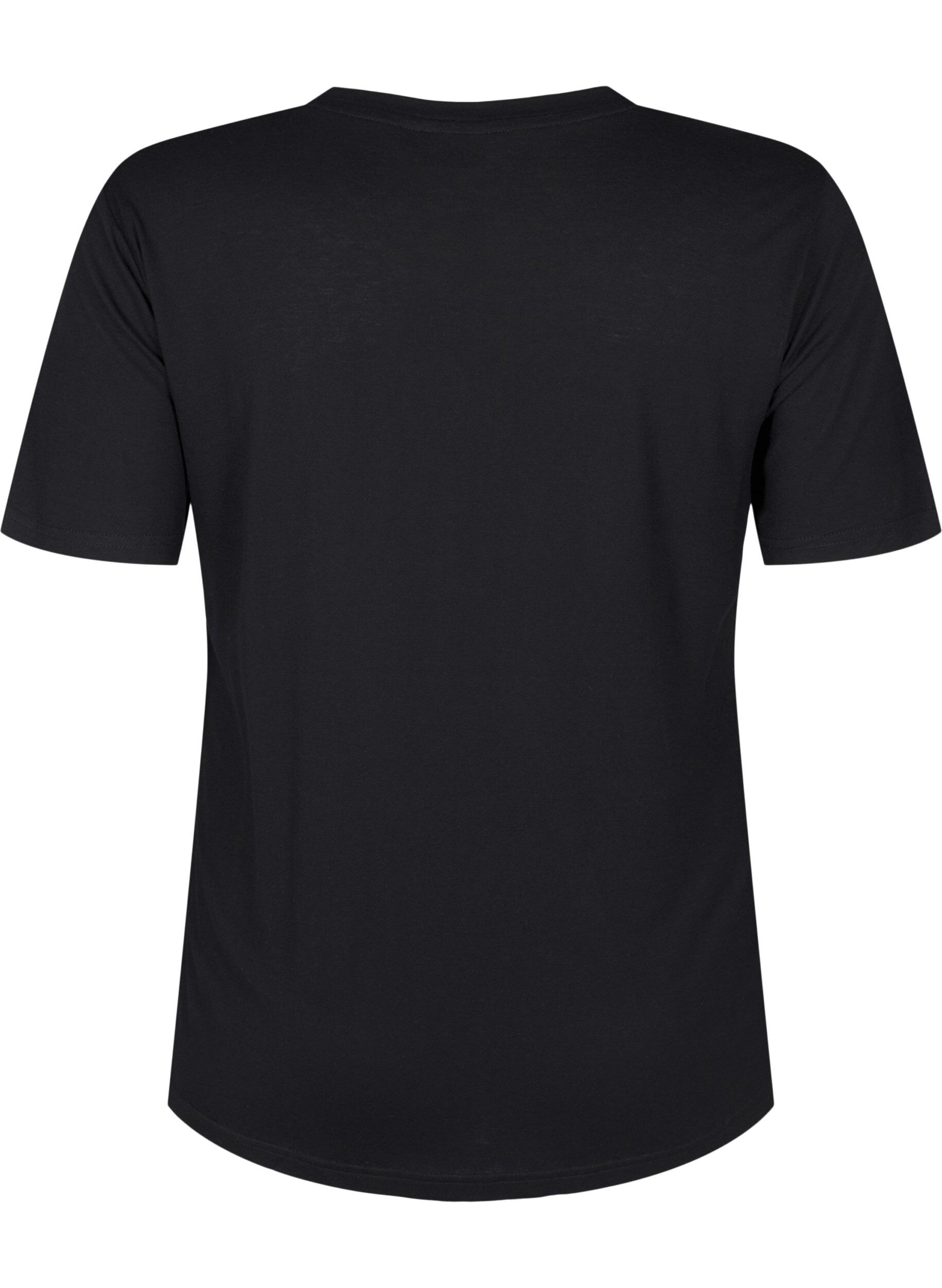 Zizzi T-Shirt aus Wolle und Viskose, Black, Packshot image number 1