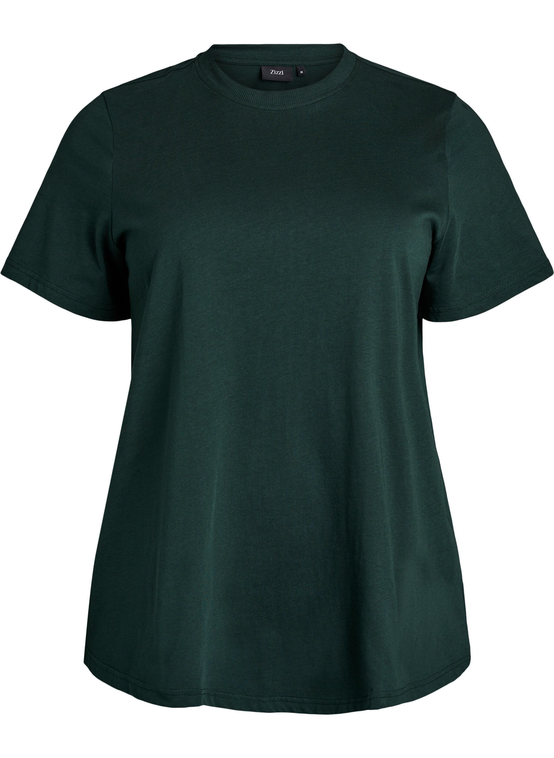 ZizziT-shirt basique en coton &agrave; col rond, Vert fonc&eacute;, Packshot image number 0