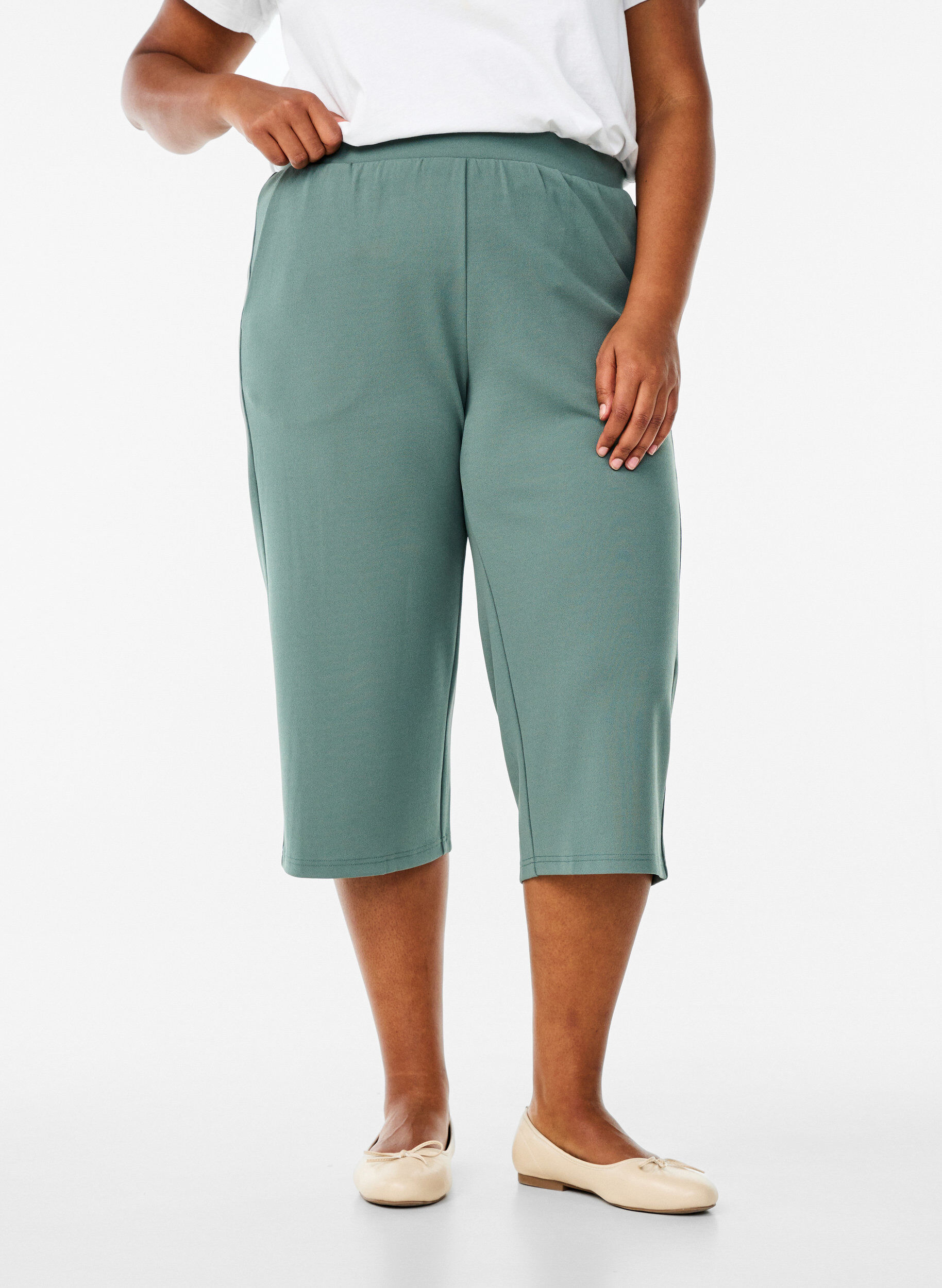 Zizzi Tunique avec manches 3/4 et col en V, Bleu, Model image number 3