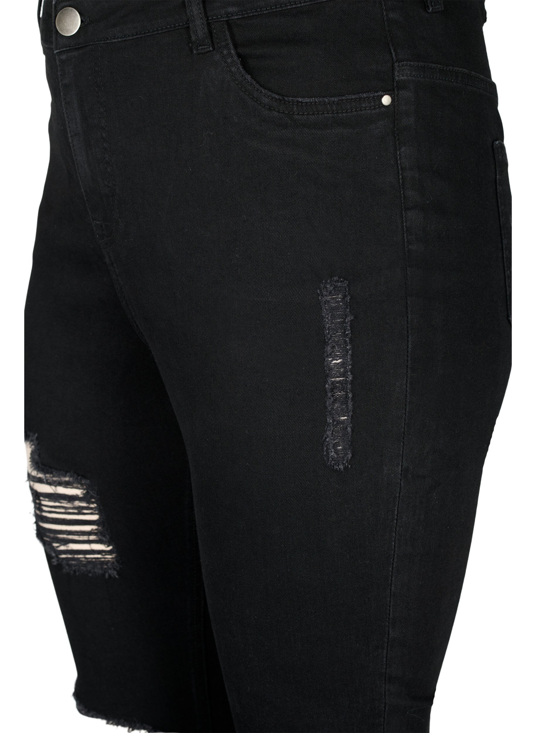Zizzi Jeans moulants avec d&eacute;tails d'usure, Black, Packshot image number 2