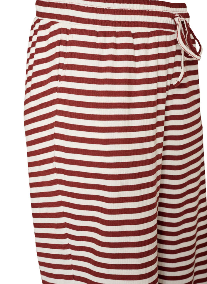 Gestreifte Schlafanzughose mit hoher Taille und weiten Beinen, Rot, Packshot image number 2