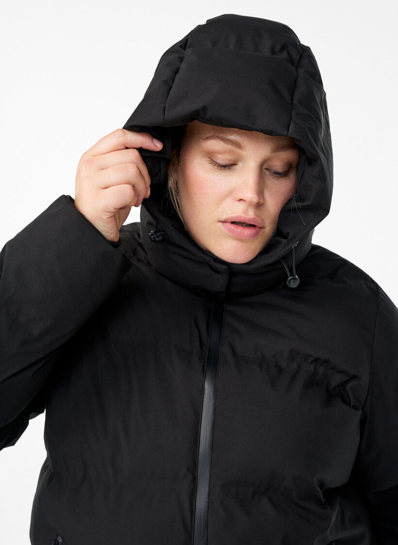 Doudoune courte avec capuche amovible, Noir, Model image number 3