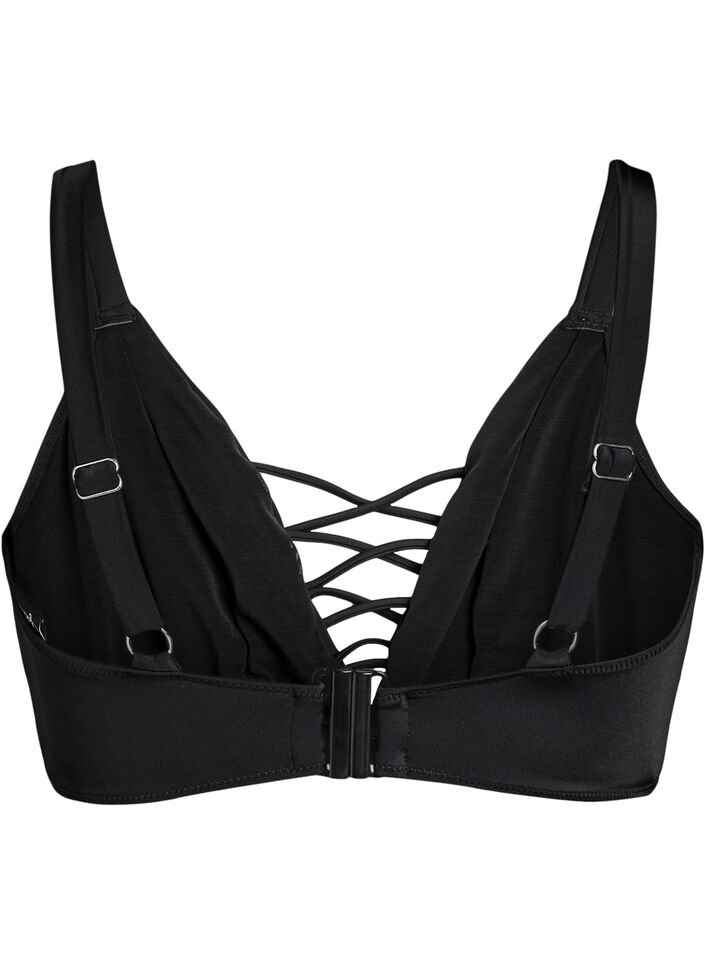 Bikini-Top mit Bänder-Details, Schwarz, Packshot image number 1
