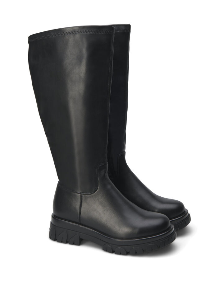 Extra-Weite - Stiefel mit langem Schaft, Schwarz, Packshot