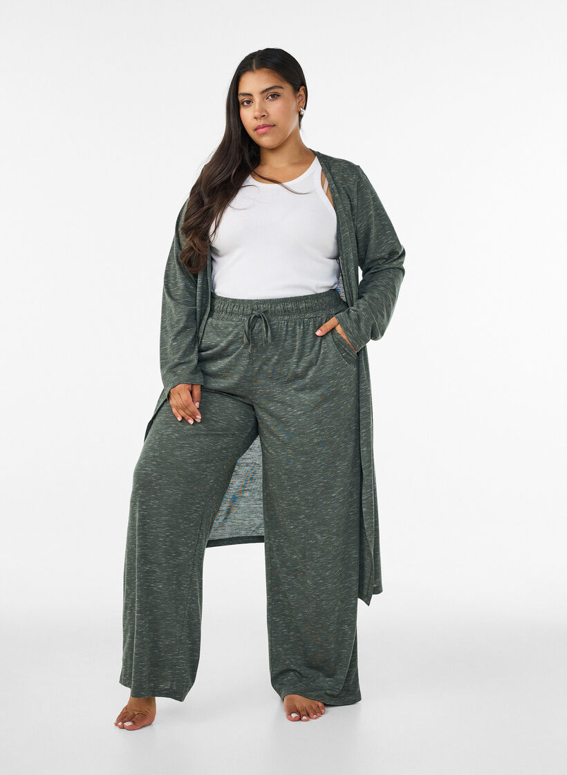 Hose aus Jersey mit weitem Bein und Taschen, Gr&uuml;n, Model image number 1