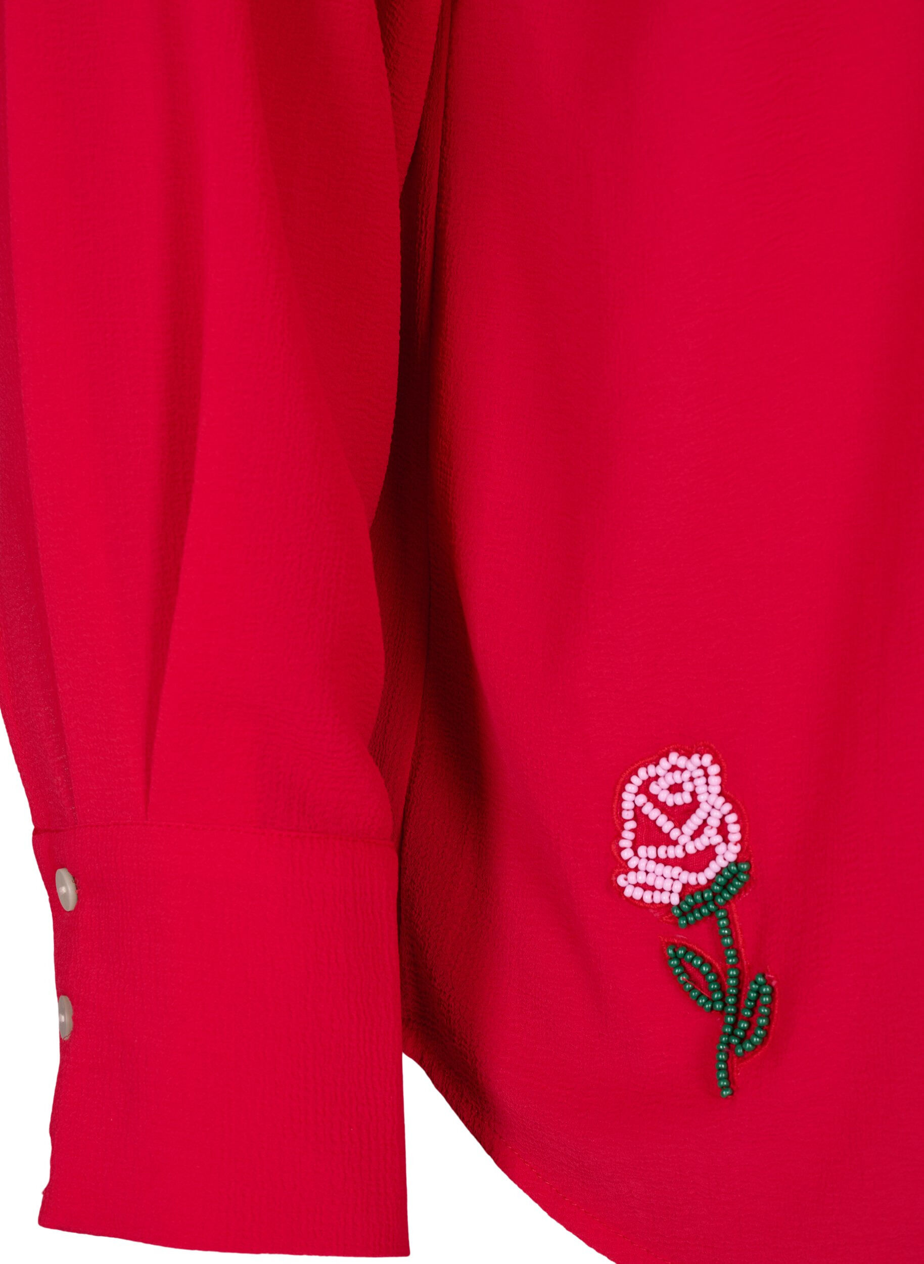 Zizzi Chemise unie avec perles, Rouge, Packshot image number 3