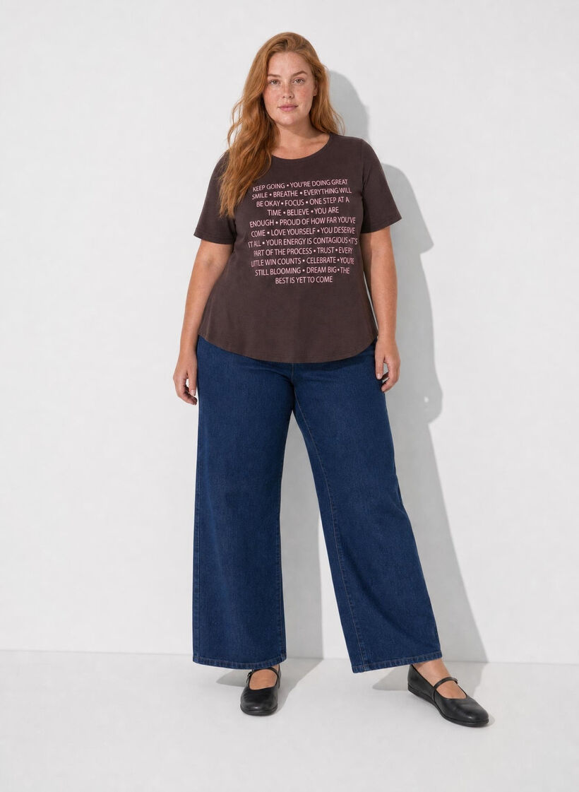 T-Shirt mit Print, Braun, Model image number 1