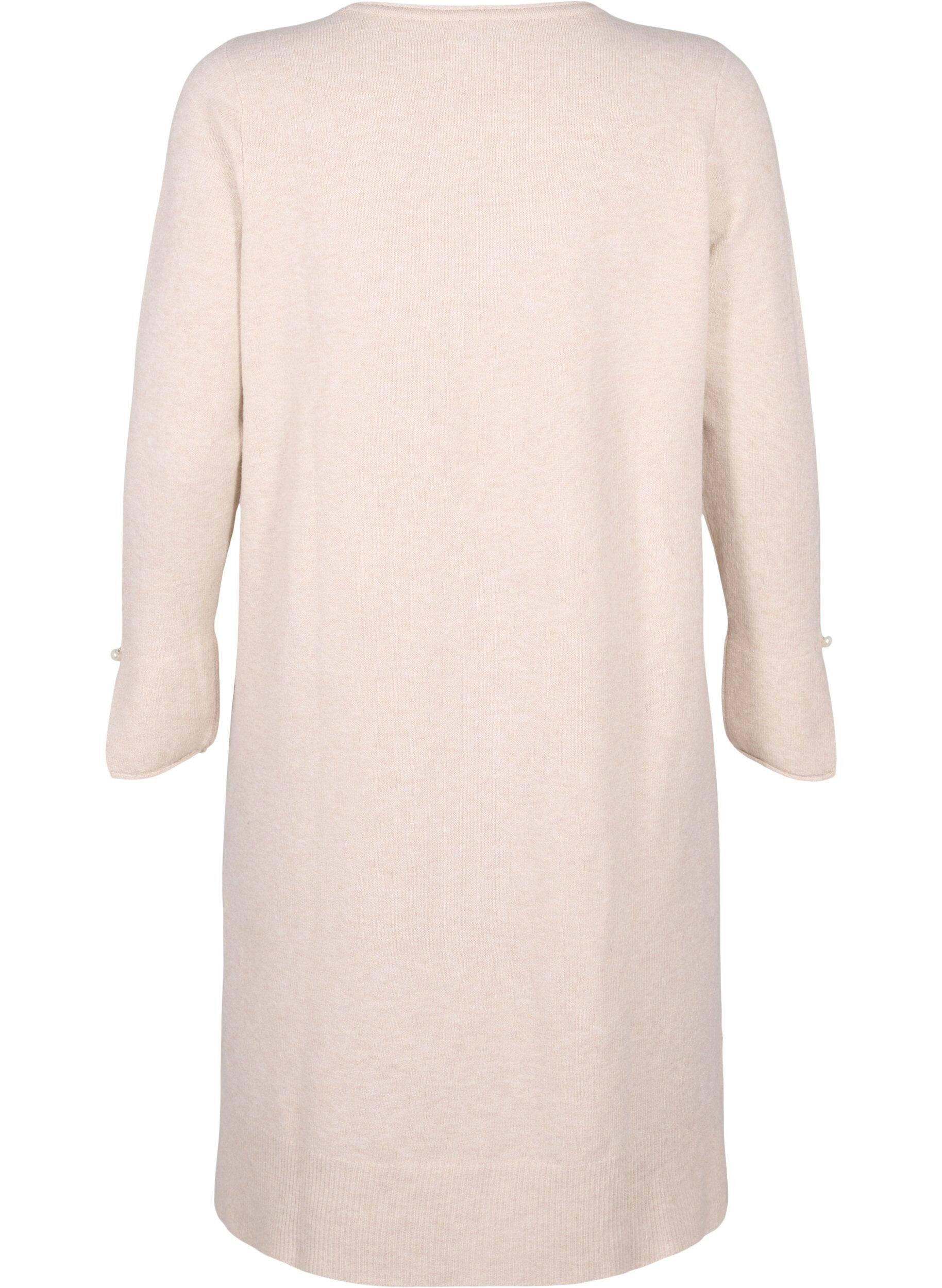 Zizzi Robe en tricot avec fente aux manches, Pumice Stone Mel., Packshot image number 1