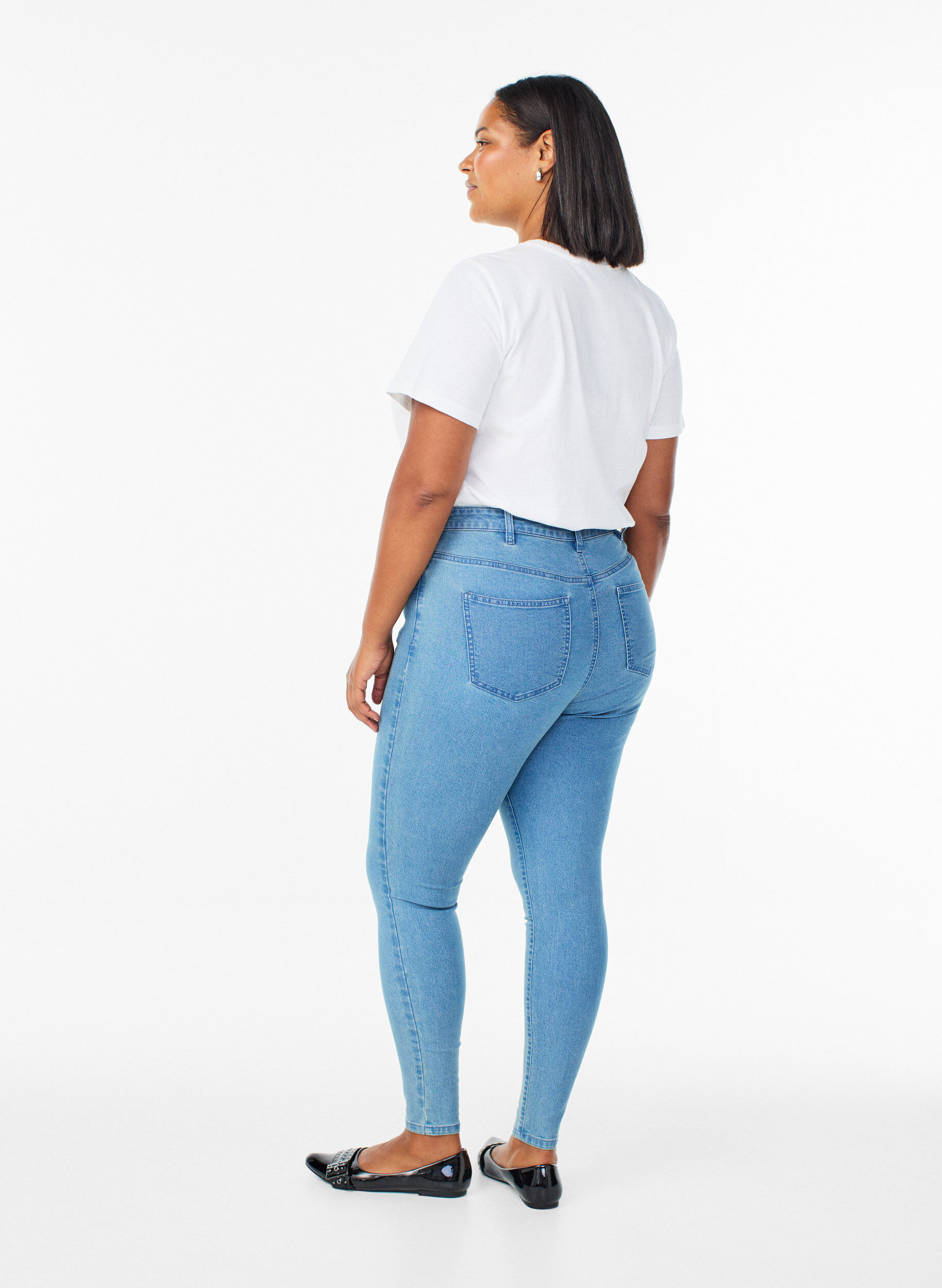 ZizziAmy Super Slim Fit Jeans mit hoher Taille, Blau, Model image number 1
