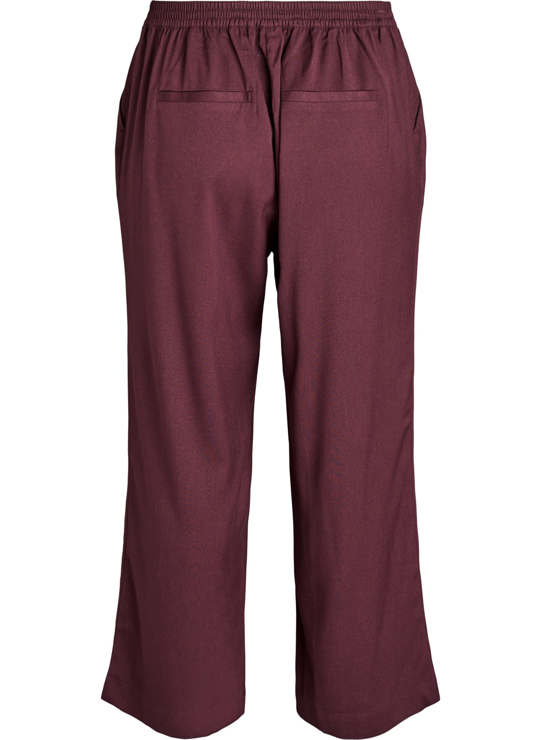 Zizzi Pantalon coupe ample taille haute, Bordeaux fonc&eacute;, Packshot image number 1