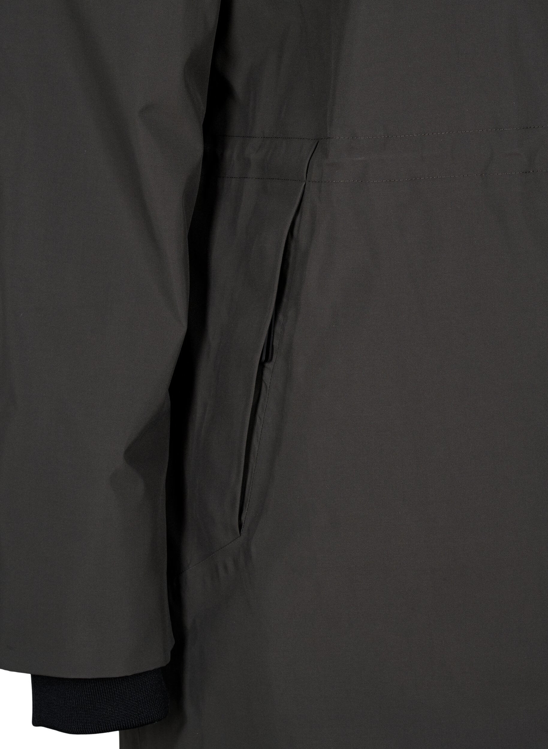 Zizzi Funktioneller Parka-Wintermantel mit Kapuze, Raven, Packshot image number 3