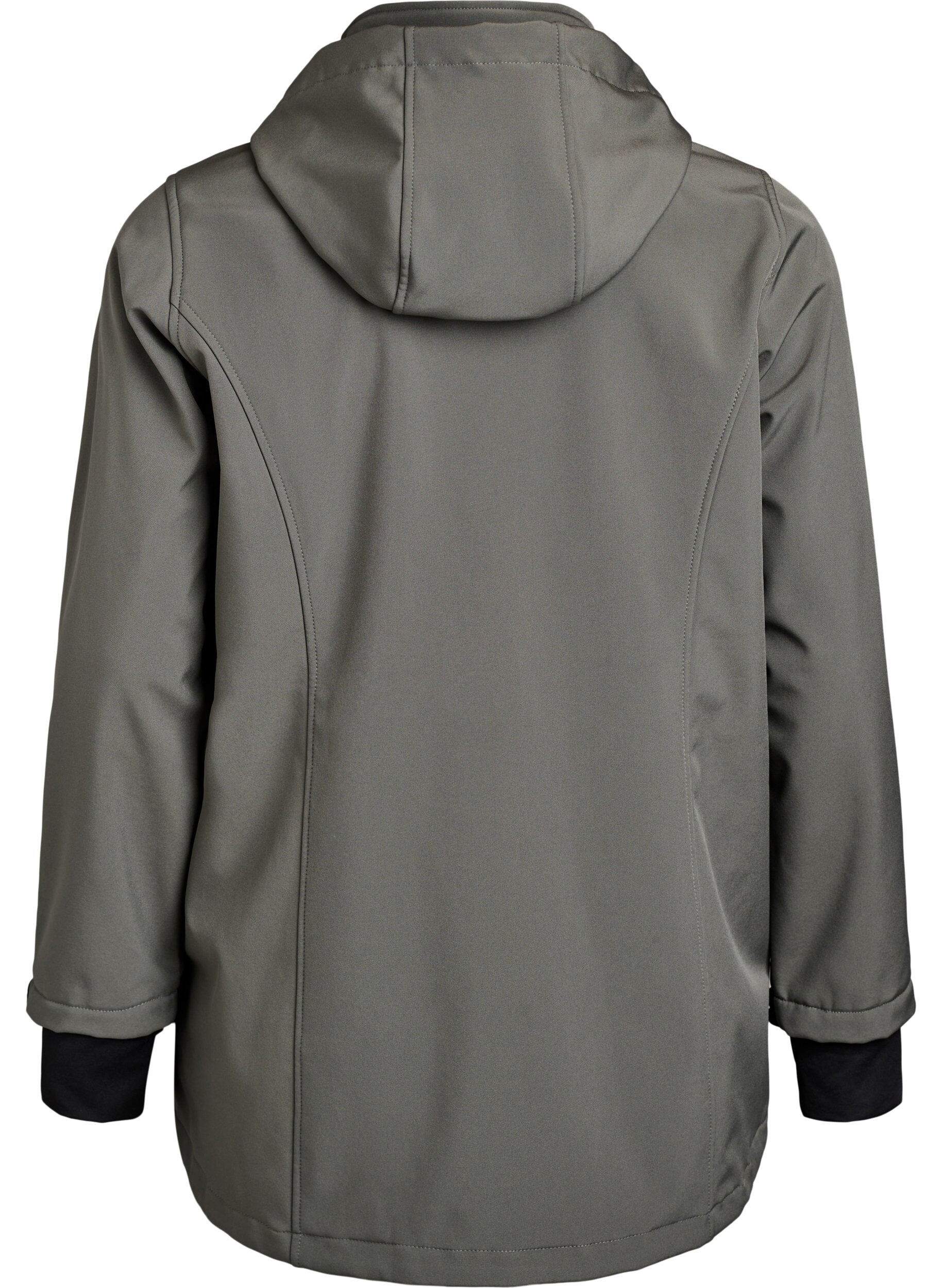 ZizziSoftshelljacke aus kurzem Schnitt mit abnehmbarer Kapuze, Grau, Packshot image number 1