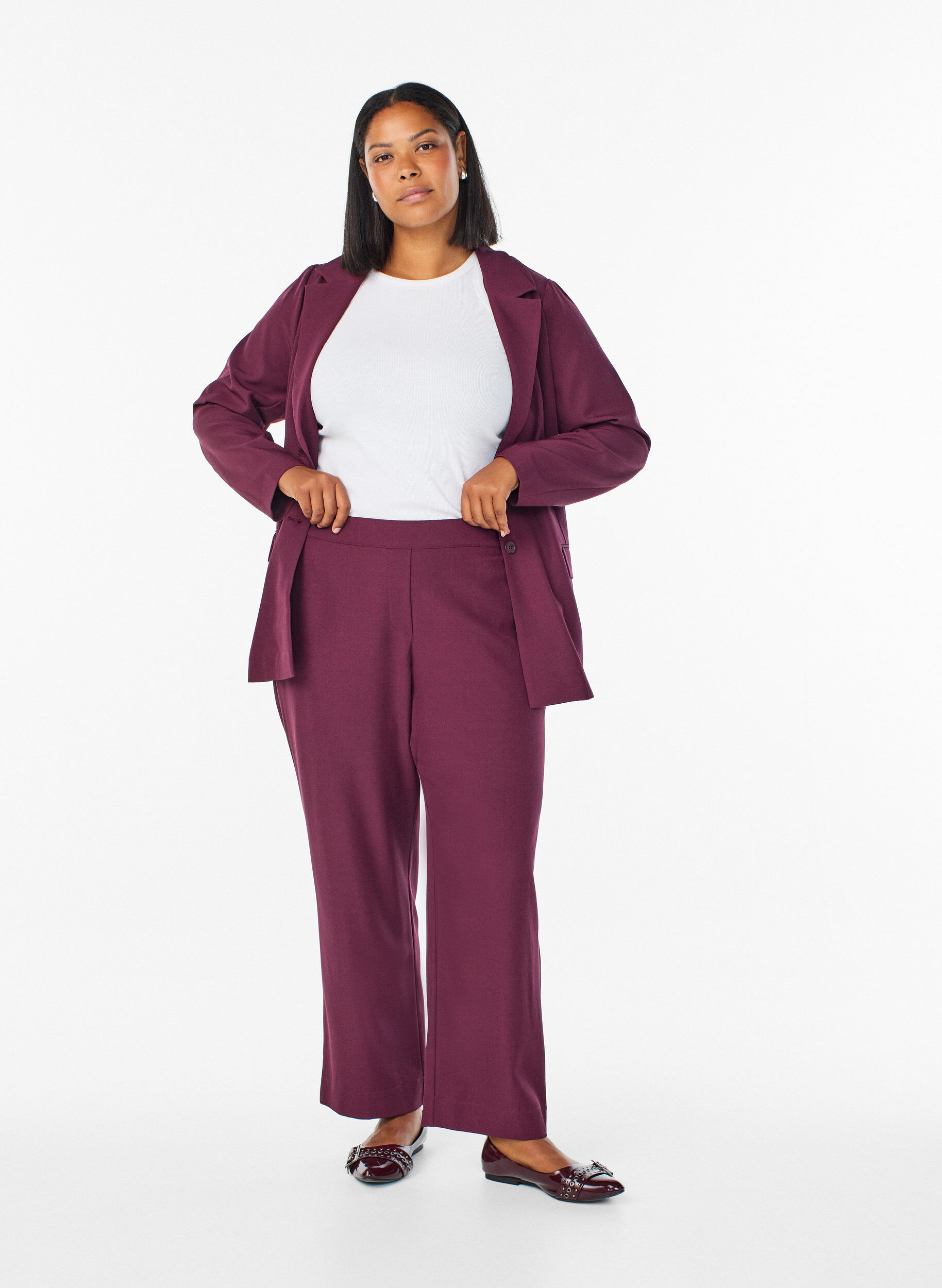 ZizziLockere Hose mit Taschen, Dunkles Bordeaux, Model image number 0