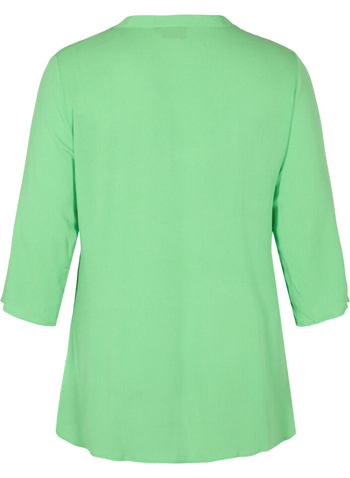 Viskosebluse mit 3/4-Ärmeln und V-Ausschnitt, Summer Green, Packshot image number 1