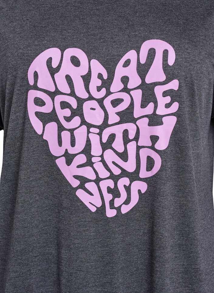 Chemise de nuit &agrave; manches courtes avec imprim&eacute; de texte, Noir, Packshot image number 2