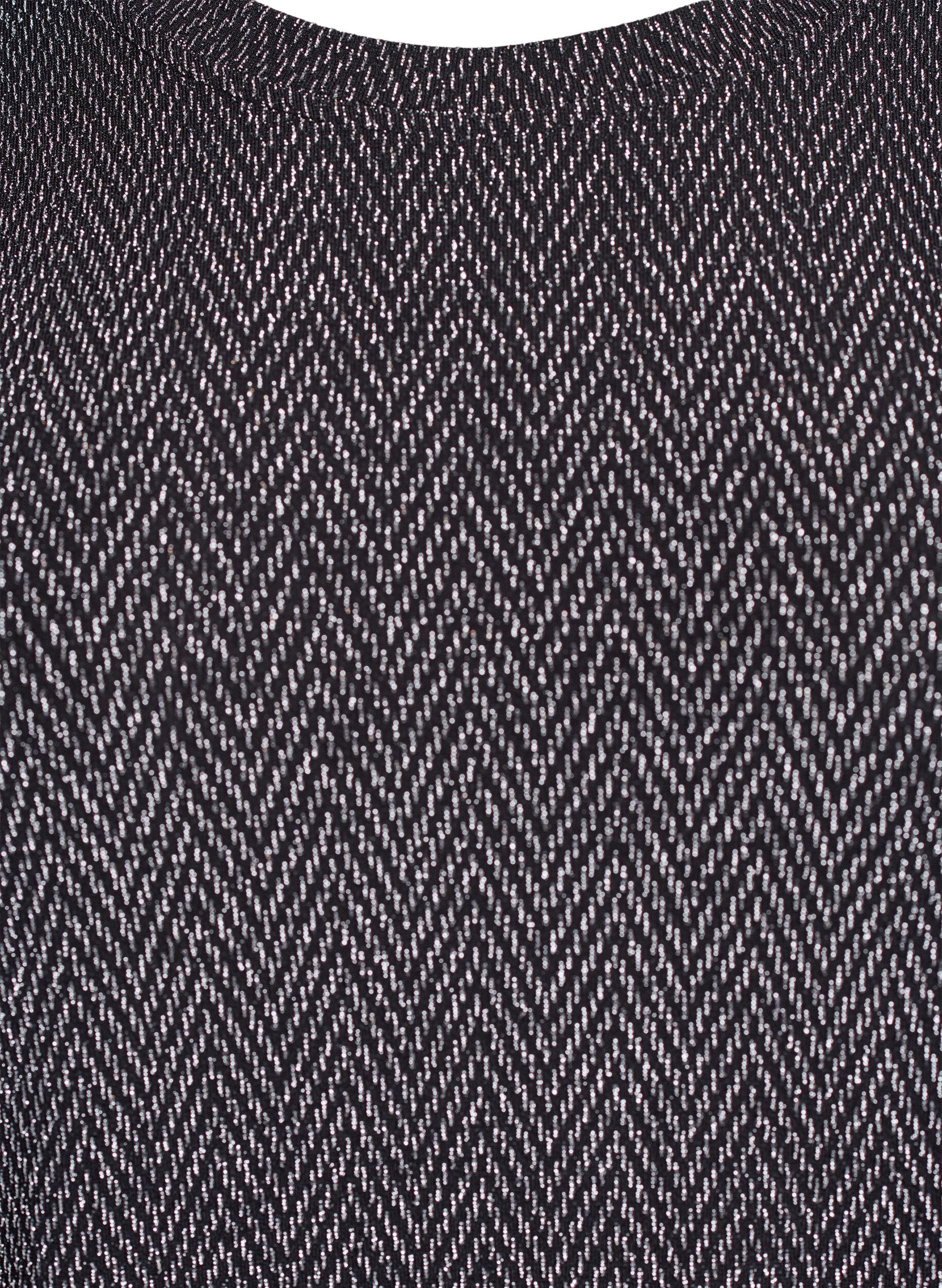 ZizziBlouse avec motif &agrave; chevrons et fil paillet&eacute;, Noir, Packshot image number 2