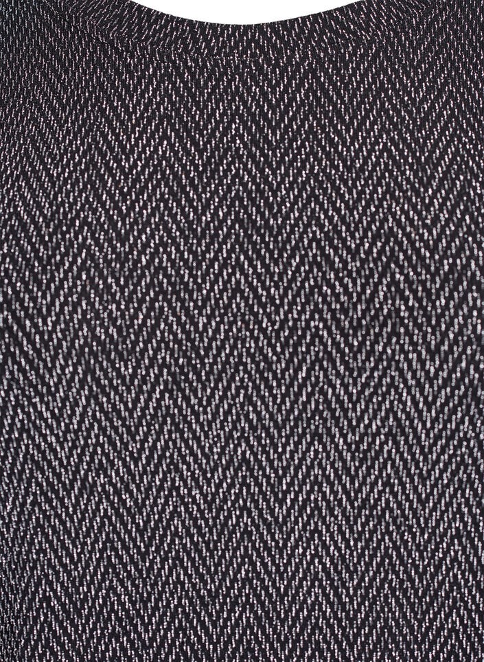 Blouse avec motif &agrave; chevrons et fil paillet&eacute;, Noir, Packshot image number 2