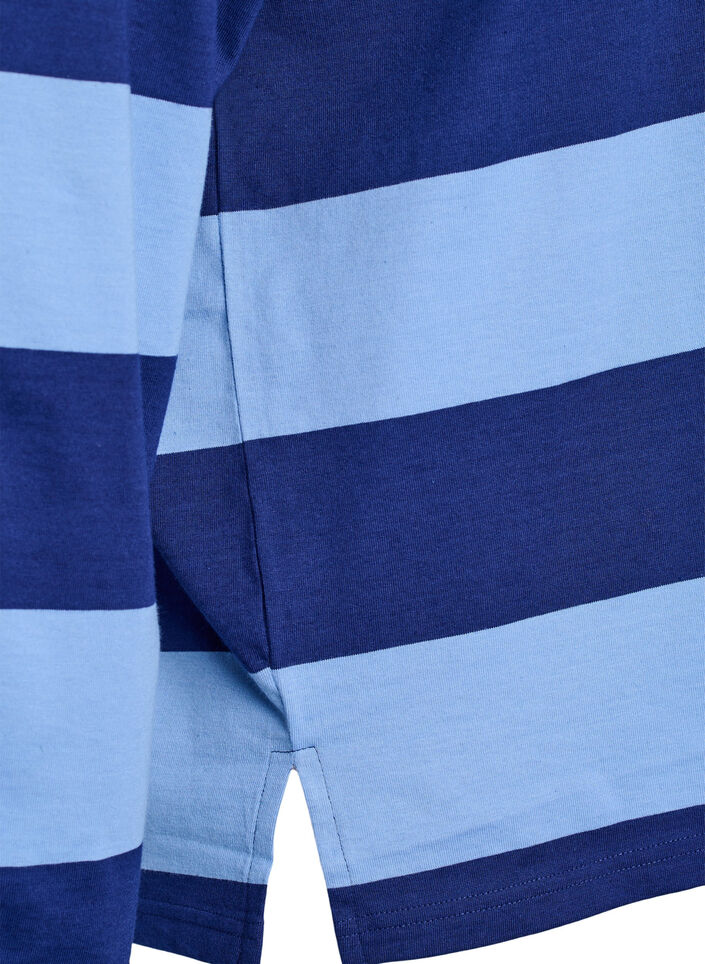 Polo rayé avec texte brodé, Bleu Clair, Packshot image number 3