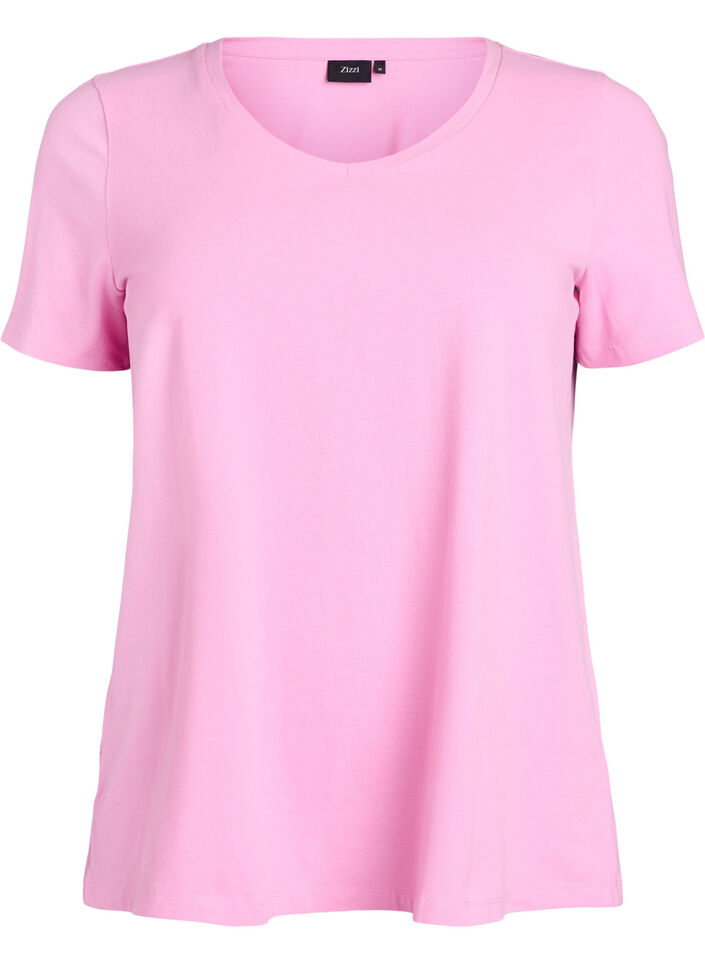 Einfarbiges basic T-Shirt aus Baumwolle, Pink, Packshot image number 0