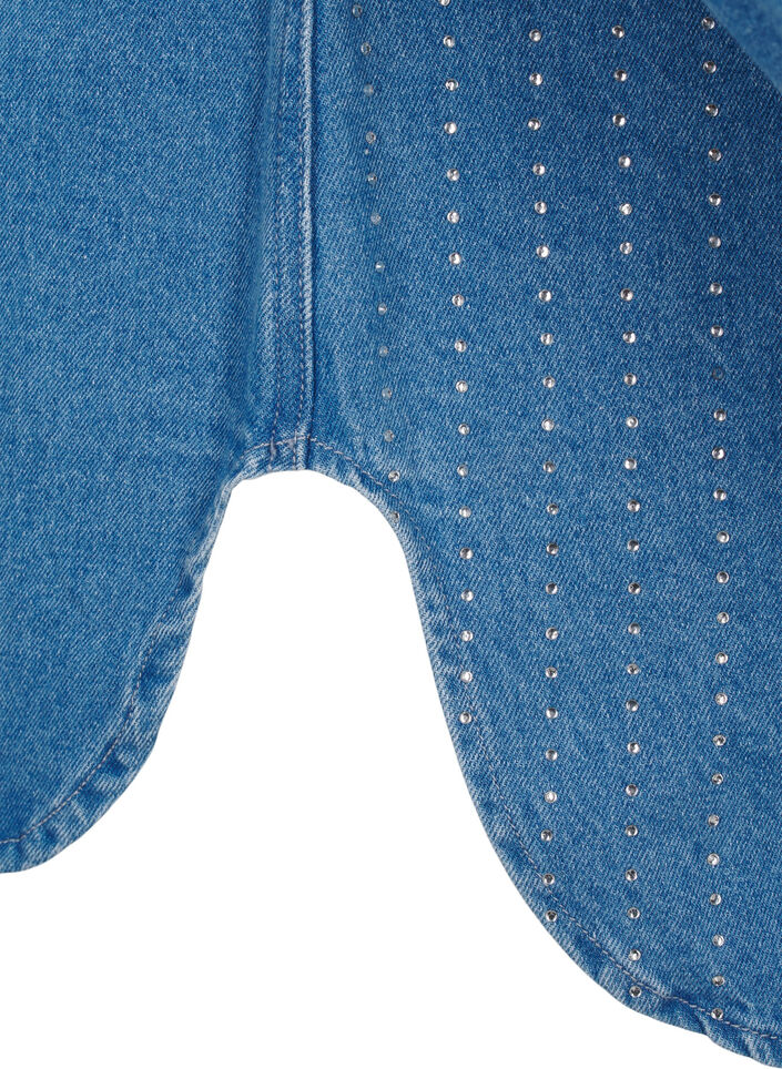 Jeanshemd mit Strasssteinen, Light Blue Denim, Packshot image number 3