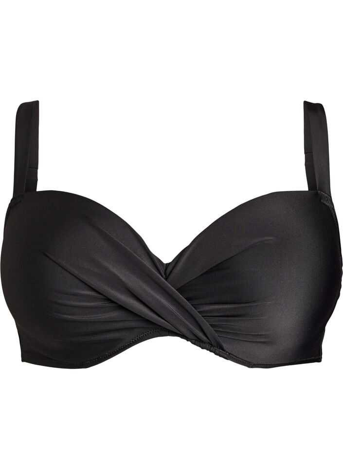 Haut de bikini avec armatures et drap&eacute;, Noir, Packshot image number 0
