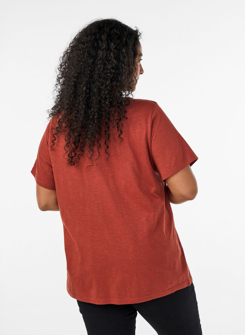 T-shirt dot&eacute; de boutons, Marron, Model image number 0