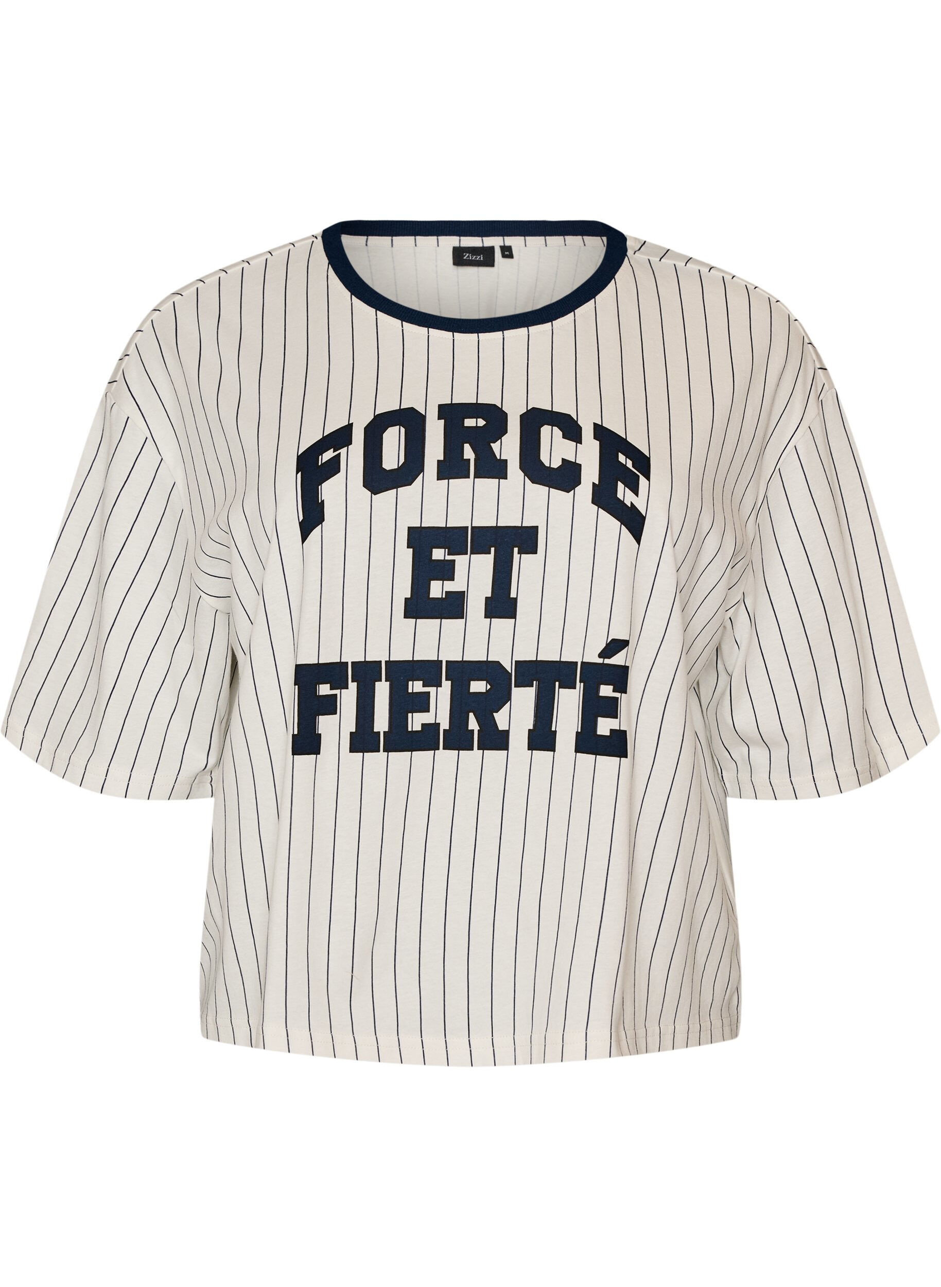 T-shirt boxy &agrave; rayures avec imprim&eacute; statement