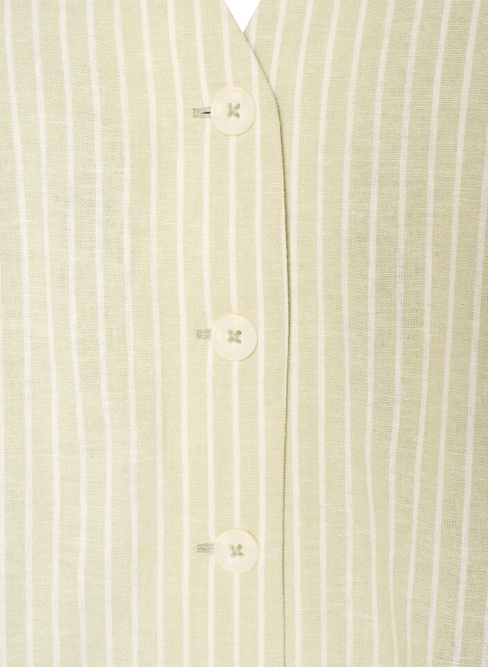 Gilet ray&eacute; en lin et viscose, Vert clair, Packshot image number 2