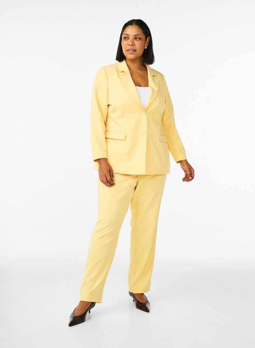 Klassischer Blazer mit Knopfverschluss, Gelb, Model image number 1