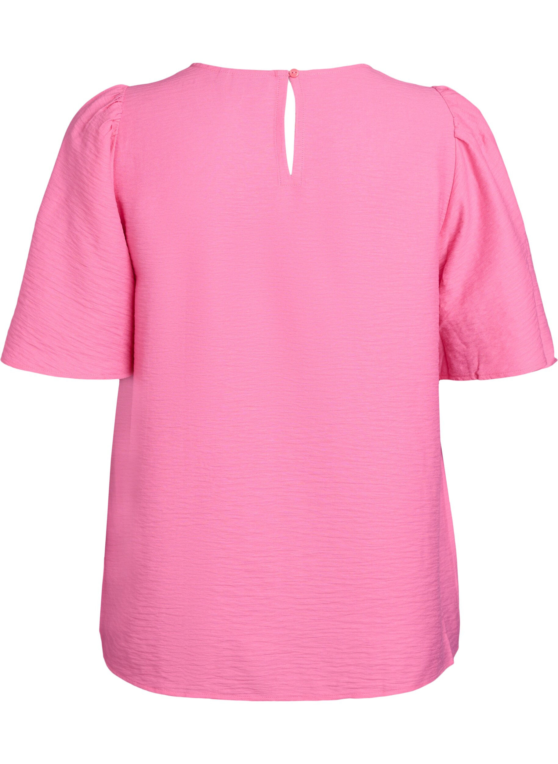 Zizzi Bluse mit kurzen, weiten &Auml;rmeln, Pink, Packshot image number 1