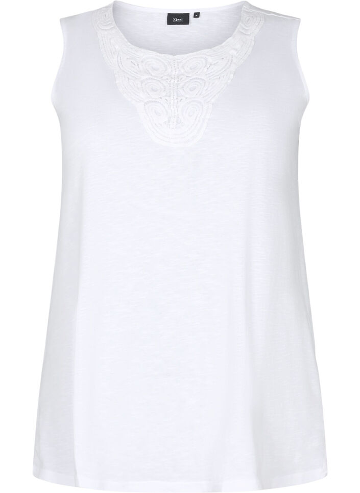 Top sans manches en coton, Bright White, Packshot image number 0