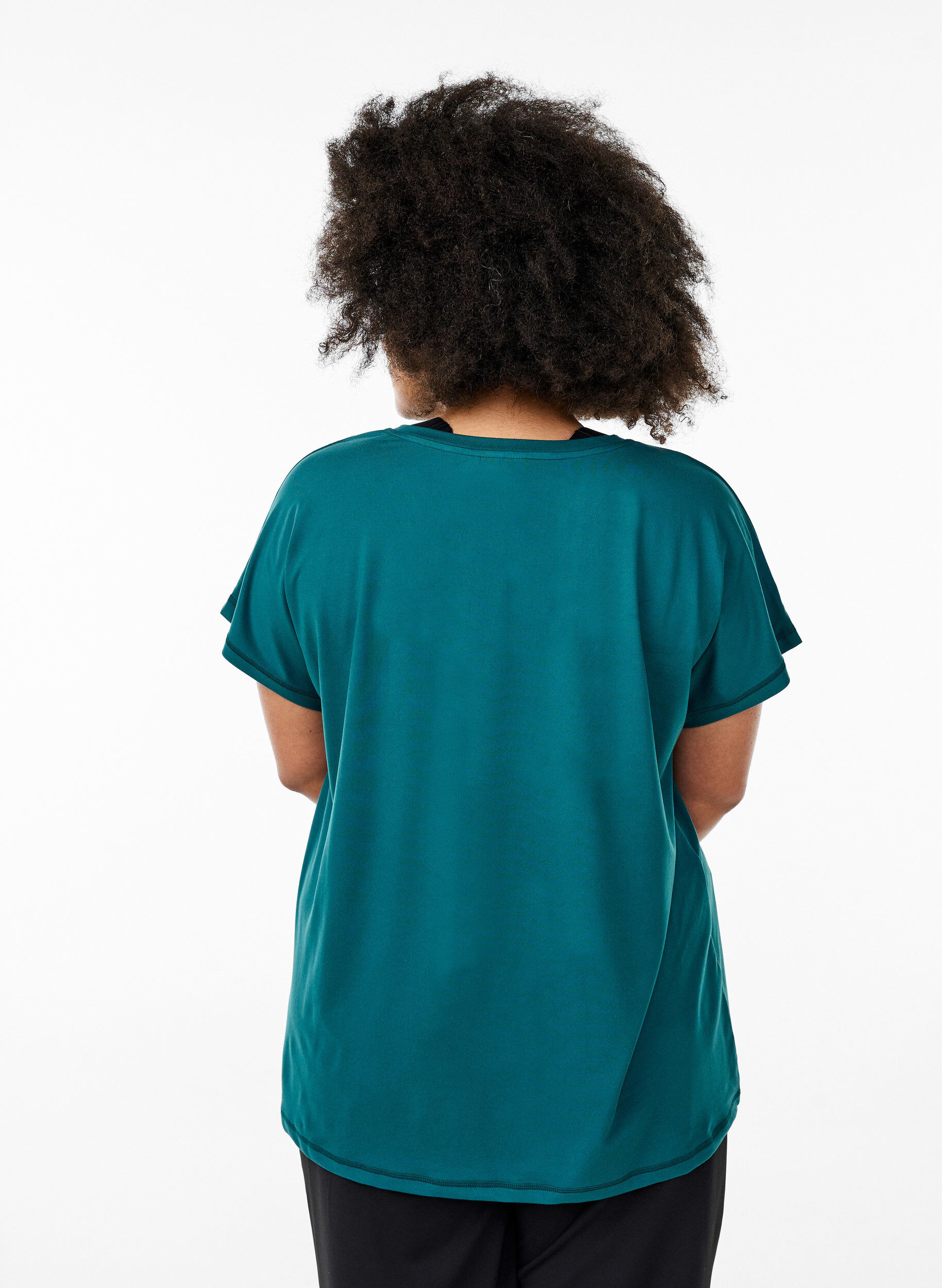 ZizziT-shirt de sport ample avec col en v, Vert fonc&eacute;, Model image number 2
