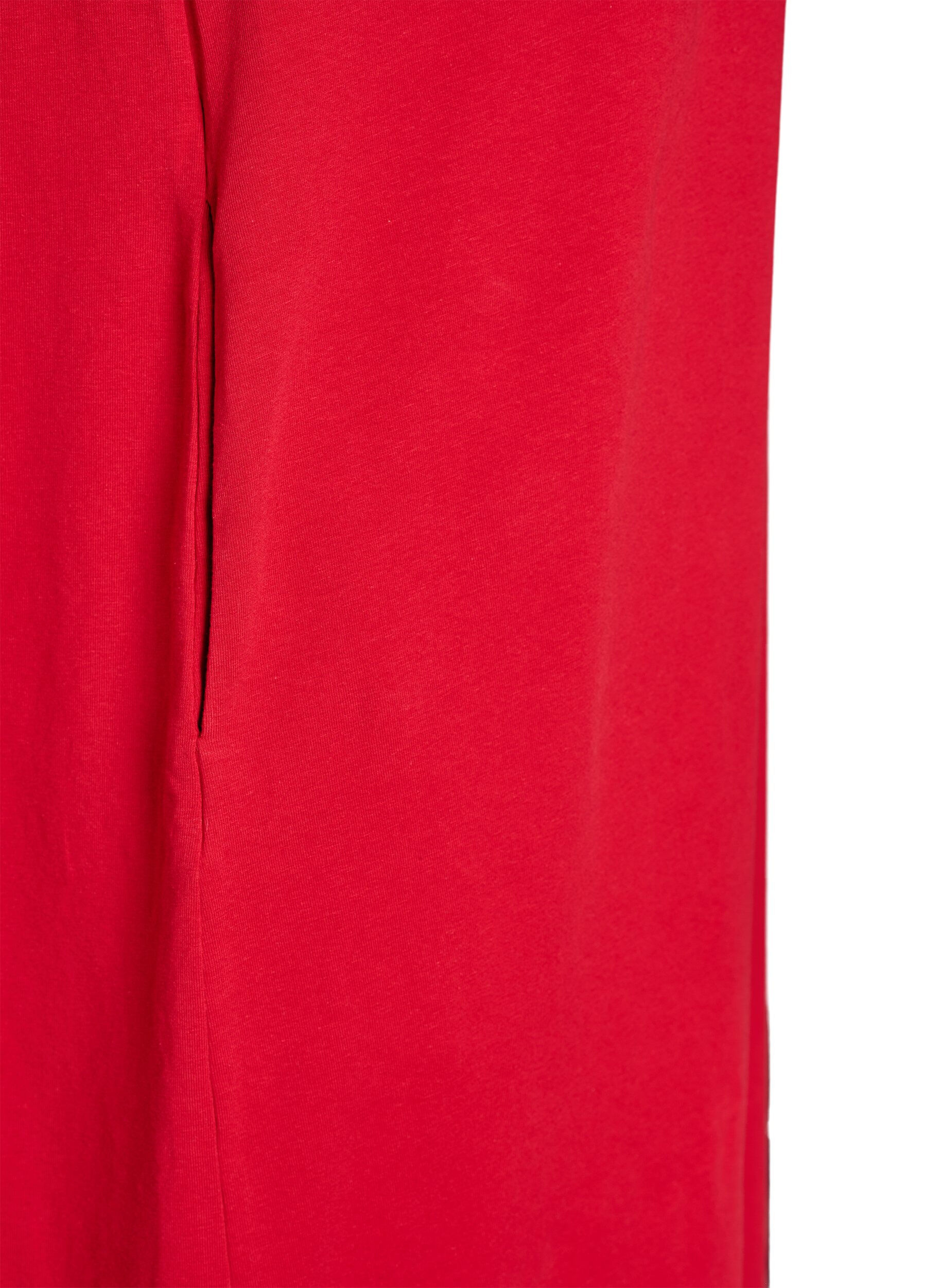 Zizzi Midi-T-Shirtkleid mit V-Ausschnitt, Rot, Packshot image number 4