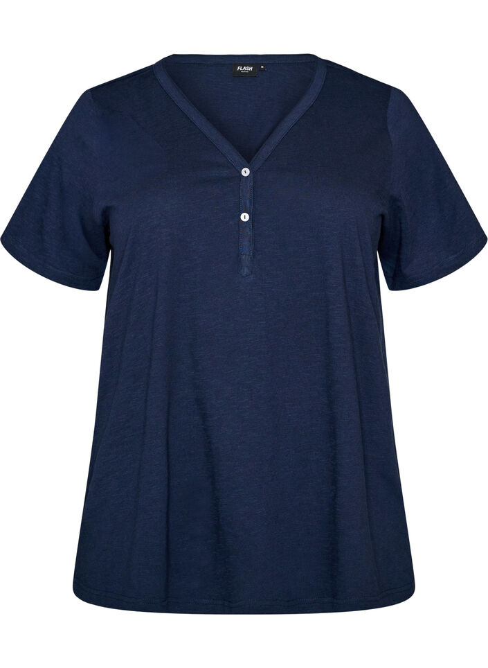 T-shirt dot&eacute; de boutons, Bleu, Packshot image number 0