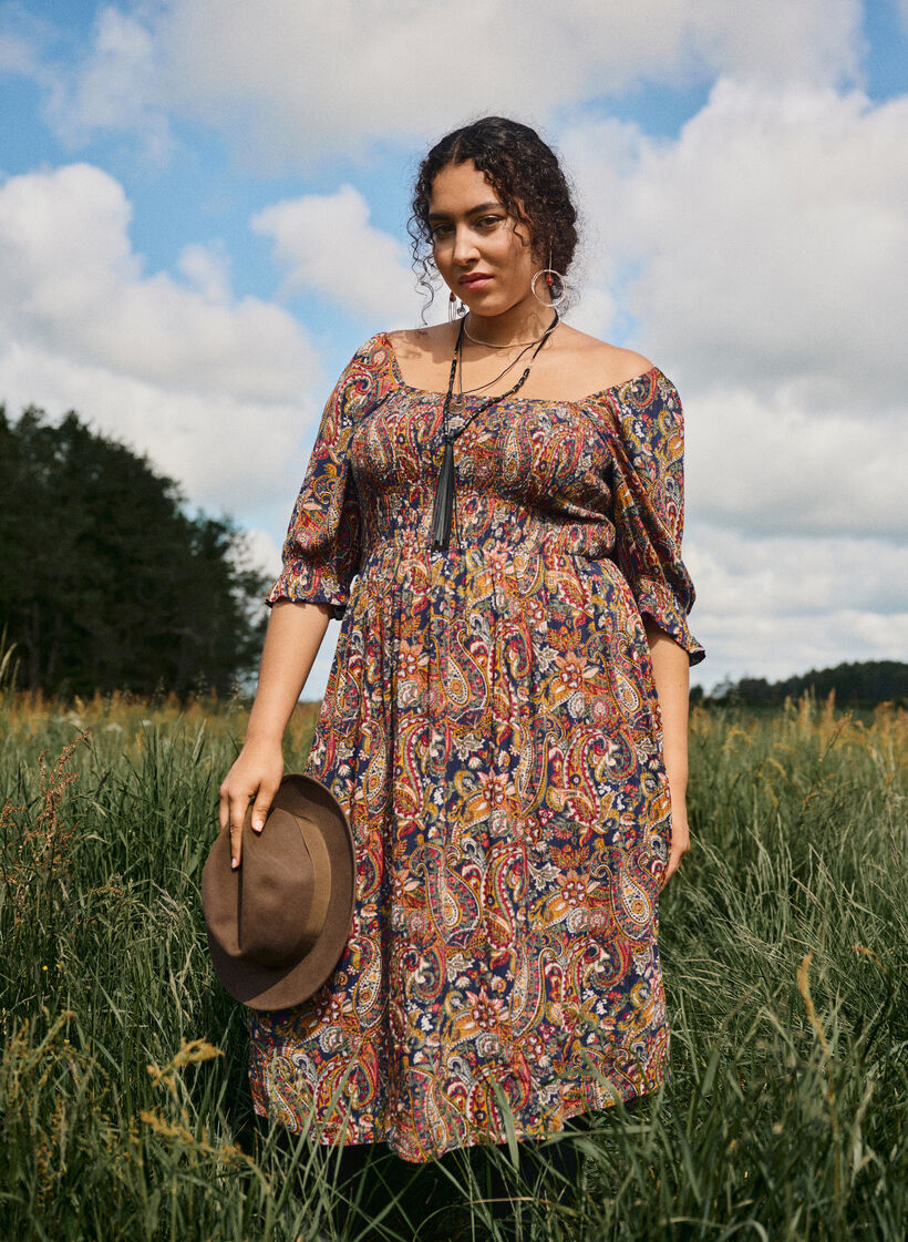 Robe d'été en viscose à imprimé paisley, Bleu, Image image number 0