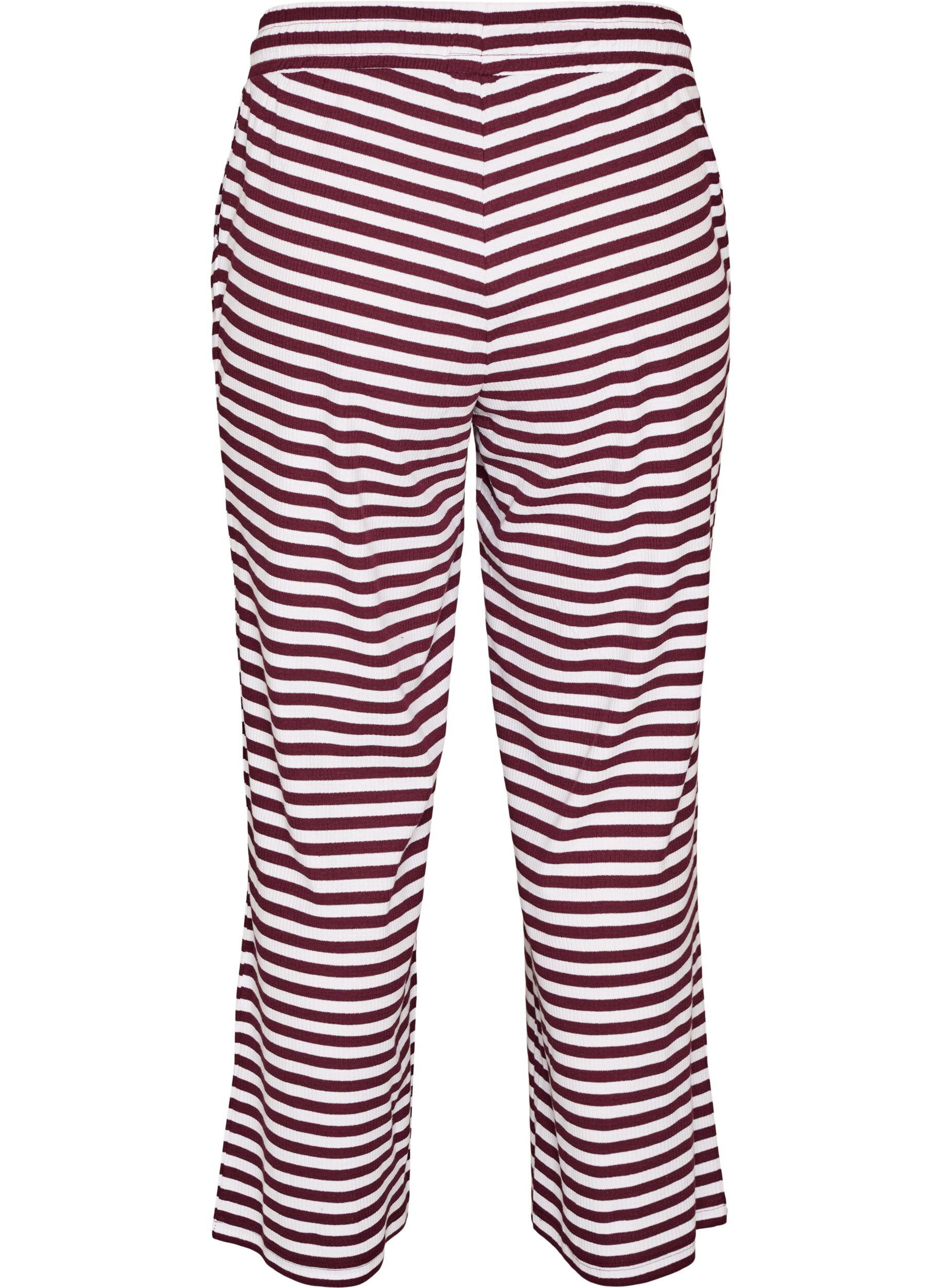 ZizziPantalon de pyjama ray&eacute; &agrave; taille haute et coupe ample, Bordeaux, Packshot image number 1