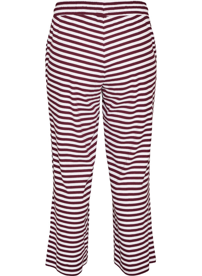 Pantalon de pyjama ray&eacute; &agrave; taille haute et coupe ample, Bordeaux, Packshot image number 1