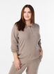 Pullover aus Rippstrick mit Polokragen und Reißverschluss, Beige, Model image number 0