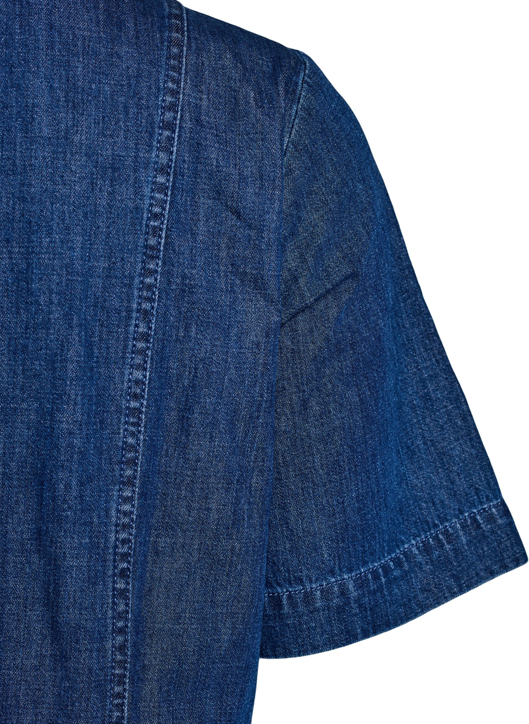Zizzi Robe-chemise en denim mi-longue, Bleu, Packshot image number 4