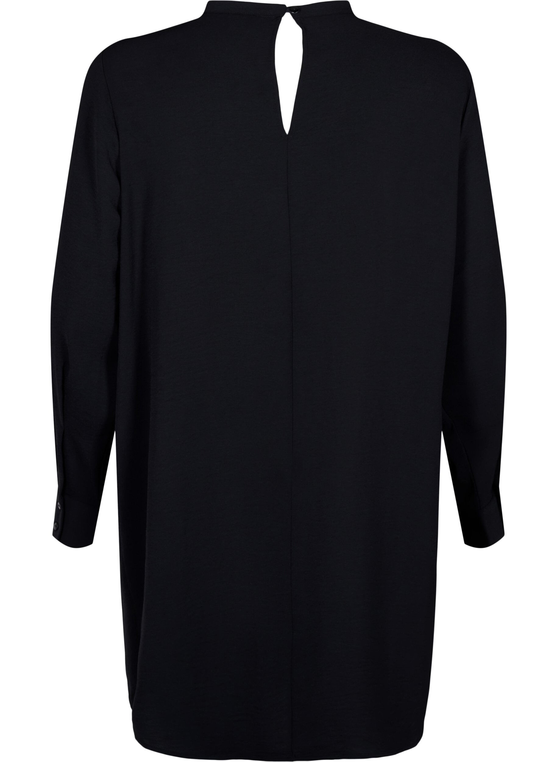 Zizzi Robe courte avec d&eacute;tails en dentelle, Black, Packshot image number 1