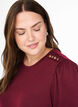Bluse mit Knopfdetail und kurzen Puffärmeln, Dunkles Bordeaux, Model image number 3