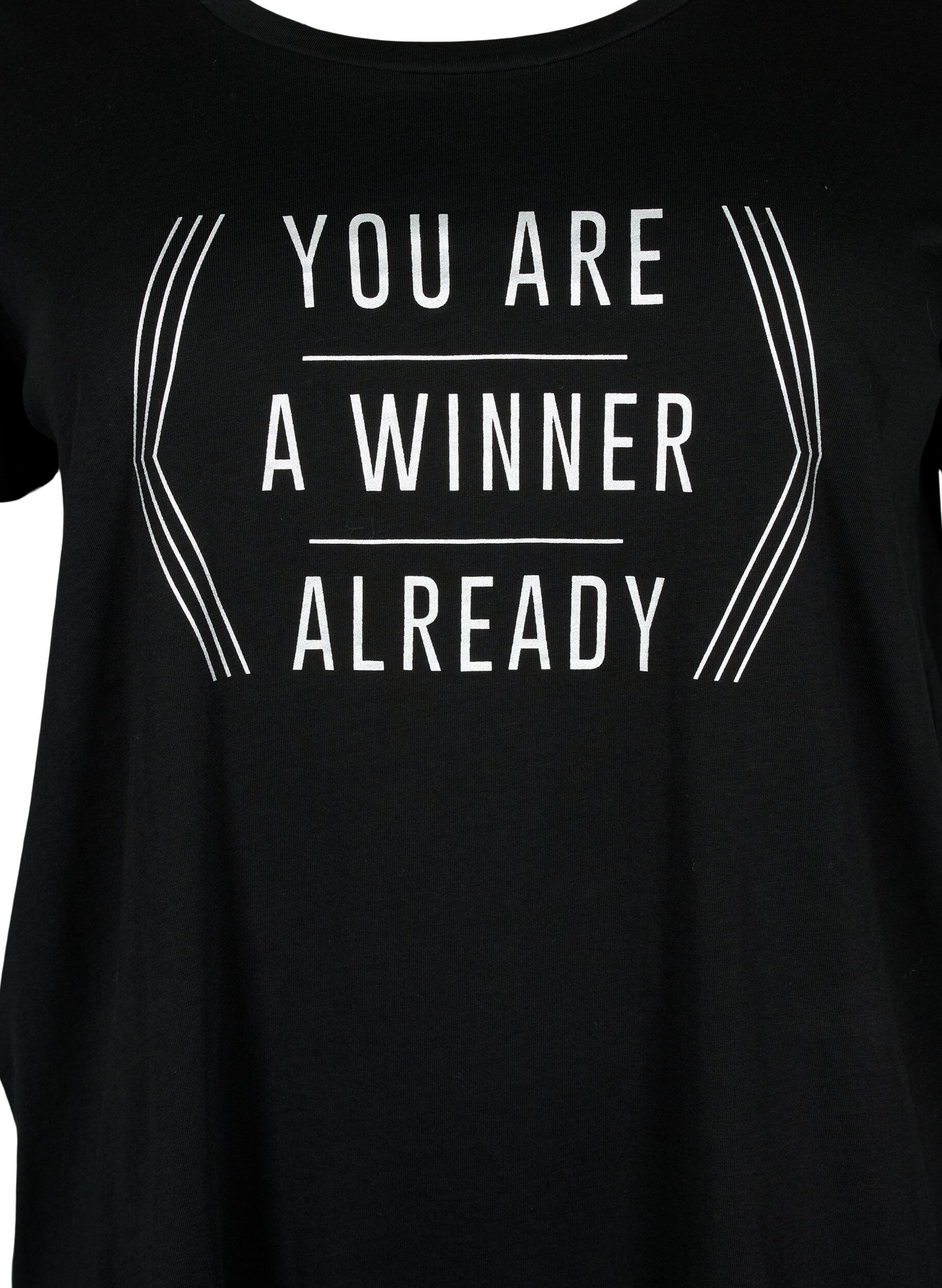 Zizzi Trainings-T-Shirt mit Print, Black w. Winner, Packshot image number 2