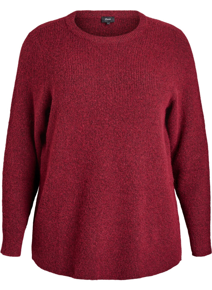 Blouse en maille chin&eacute;e &agrave; col rond, Bordeaux, Packshot image number 0