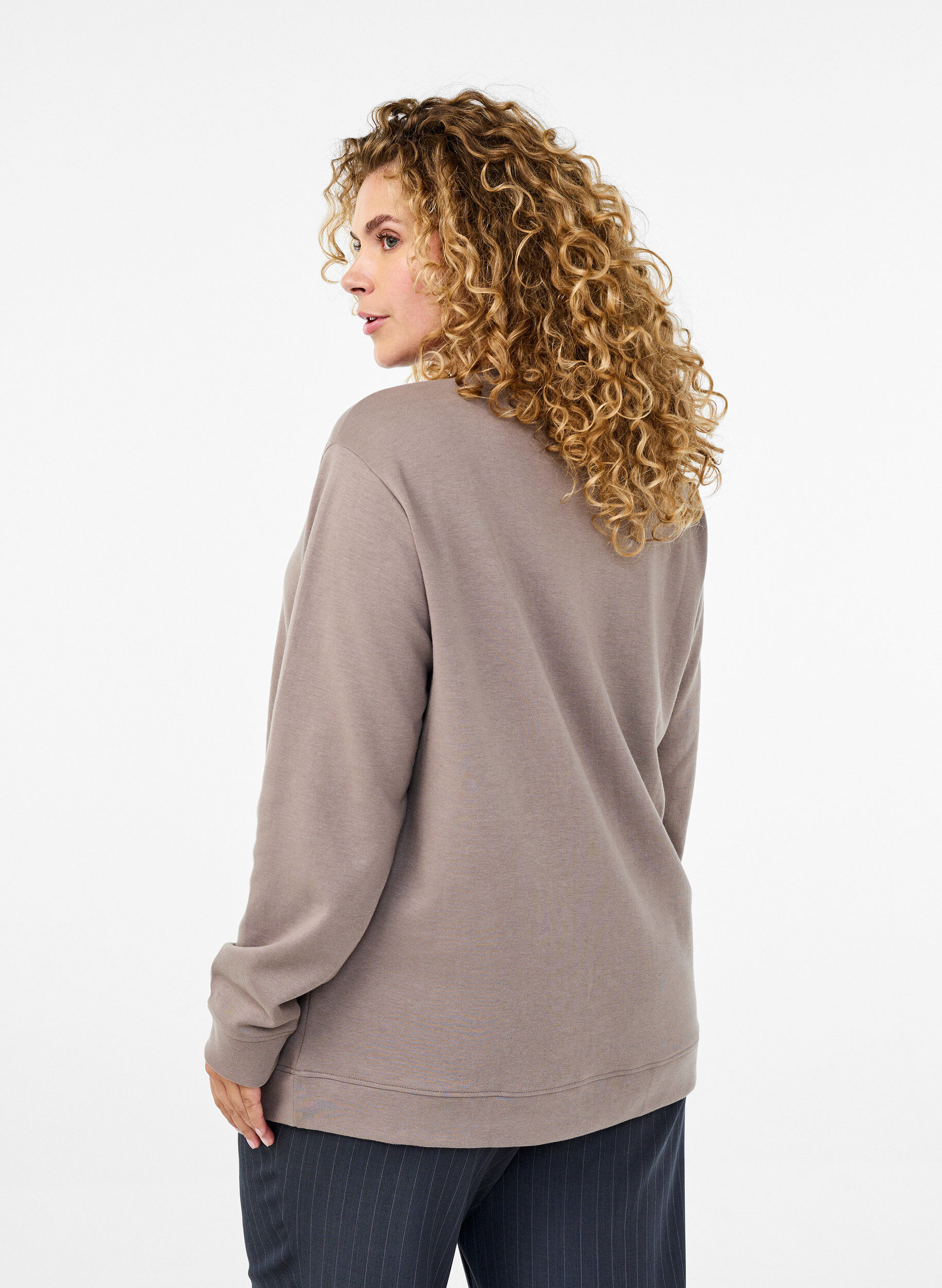 Zizzi FLASH - Sweat-shirt &agrave; col ras du cou, Beige, Model image number 2