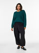 Blouse en maille avec motif ajour&eacute; textur&eacute;, Vert fonc&eacute;, Model image number 1