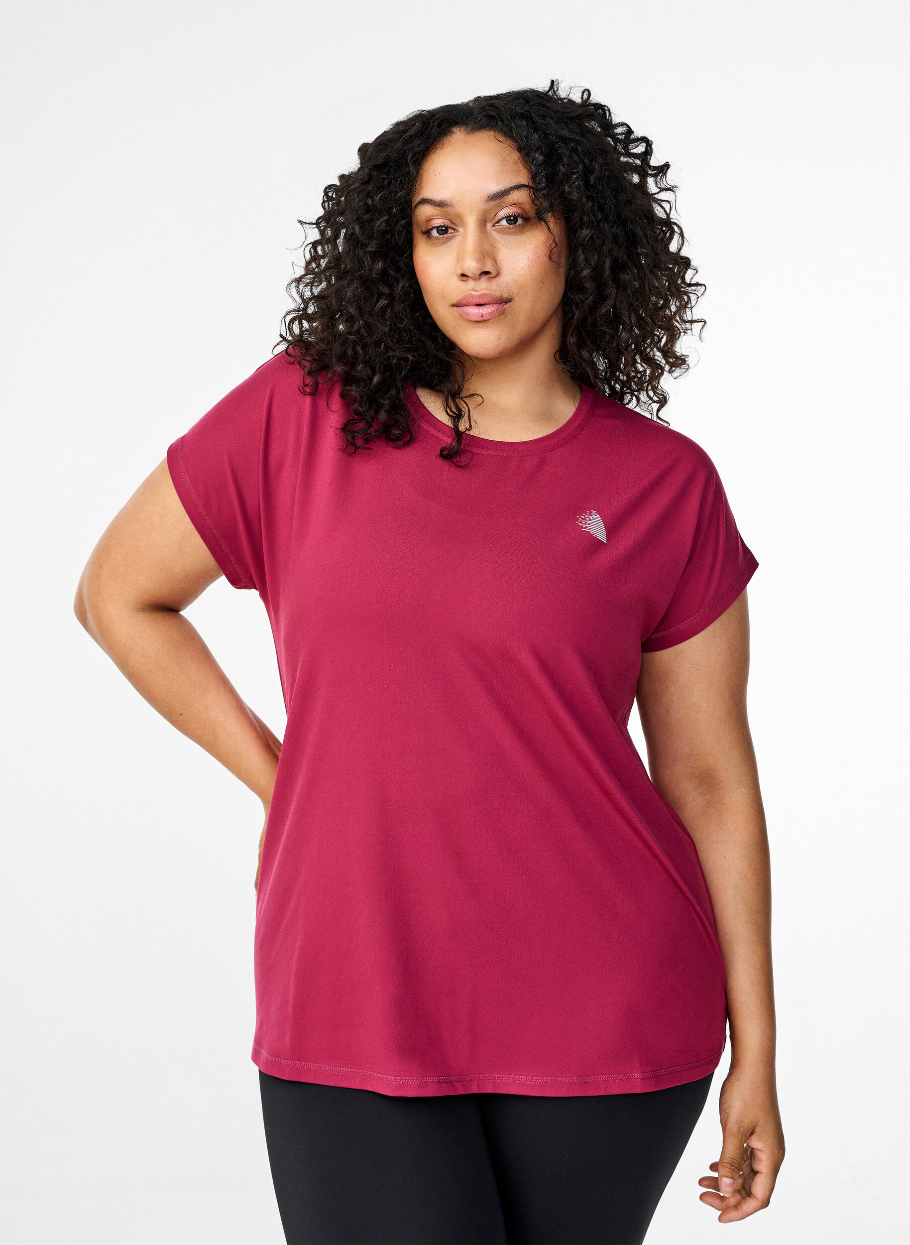 Zizzi T-shirt de sport uni, Bordeaux, Model image number 0